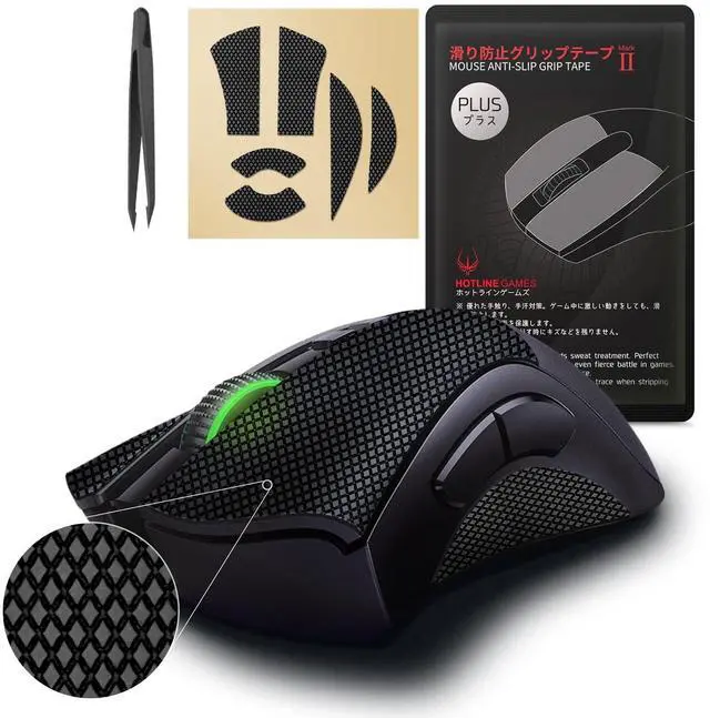 Main image of Plus Anti Slip Mouse Grip Tape Compatible with Razer Deathadder V2 Pro, Deathadder V2 Gaming Mouse Skins, Sweat Resistant, Cut to Fit, Easy to Apply
