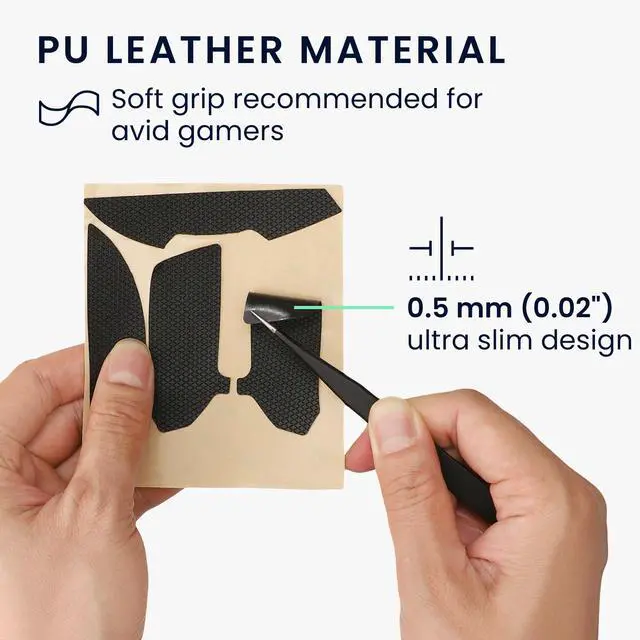 Alt view image 5 of 7 - Mouse Grip Tape Compatible with Kingston Pulsefire Haste 2 Grip Tape - Non-Slip Faux Leather - Black