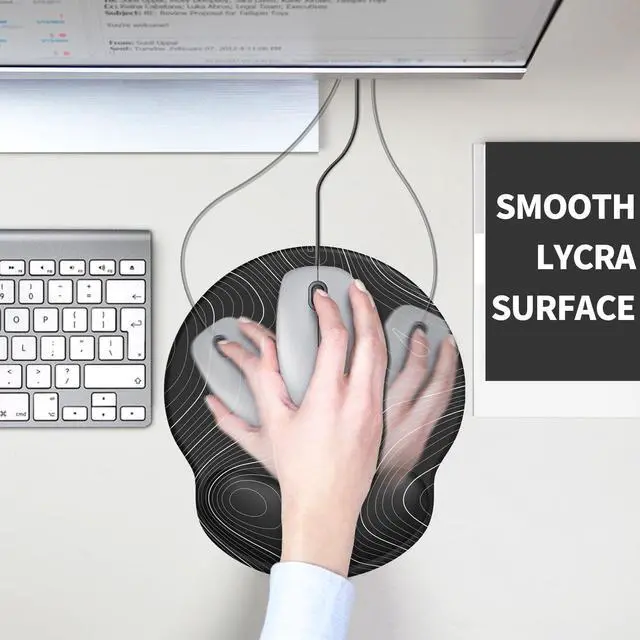 Alt view image 5 of 7 - Mouse Pad with Wrist Rest, Comfortable Computer Mousepad with Gel Wrist Support Smooth Surface and Non-Slip PU Base for Pain Relief, Laptop, Office & Home (Black Line)