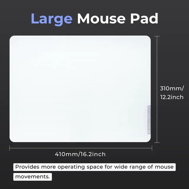 Alt view image 2 of 6 - Glass Mousepad Gaming, White Hard Mouse Pads for Esports, Large Mouse Mat 16.2" x 12.2", Tempered Glass Mouse Pad Smooth Micro-Etched Surface with Improved Precision and Speed