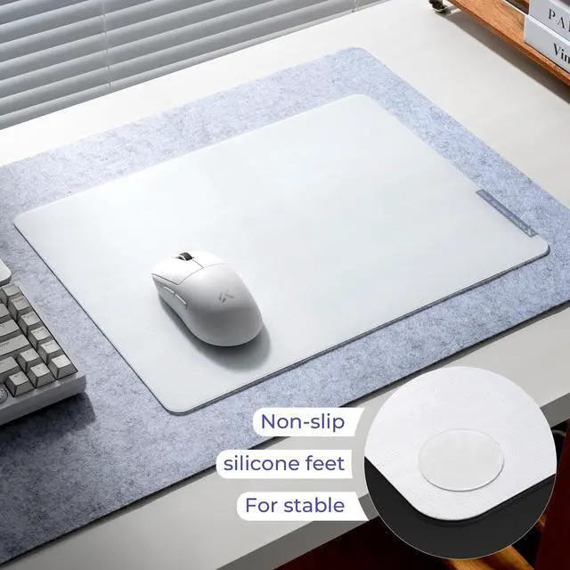 Alt view image 4 of 6 - Glass Mousepad Gaming, White Hard Mouse Pads for Esports, Large Mouse Mat 16.2" x 12.2", Tempered Glass Mouse Pad Smooth Micro-Etched Surface with Improved Precision and Speed