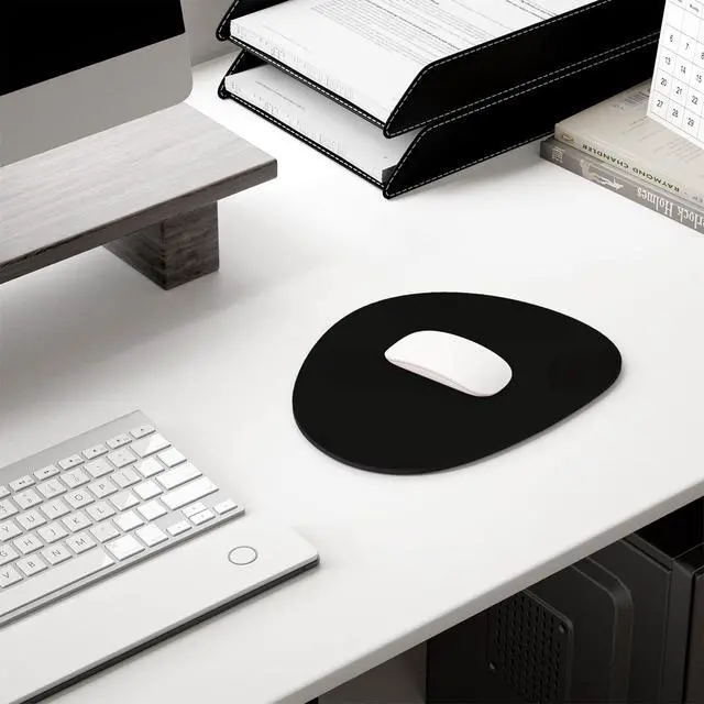 Alt view image 7 of 7 - Mouse Pad, Premium-Textured Small Oval Mousepad 8.7 x 7.1 Inch Black, Thick 3 mm Anti-Slip Waterproof Rubber Pretty Cute Computer Mat for Office Home Gaming Laptop Men Women Kids