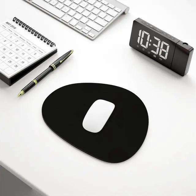 Alt view image 6 of 7 - Mouse Pad, Premium-Textured Small Oval Mousepad 8.7 x 7.1 Inch Black, Thick 3 mm Anti-Slip Waterproof Rubber Pretty Cute Computer Mat for Office Home Gaming Laptop Men Women Kids