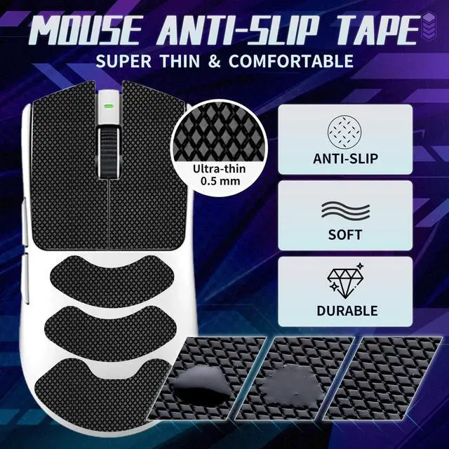 Alt view image 2 of 7 - Mouse Anti Slip Grip Tape Compatible with Razer Viper V3 Pro/Viper V4 Pro Gaming Mouse, Palm Sweat Absorption, Thin 0.5mm, Cut to Fit, Easy to Apply, Mouse Skin
