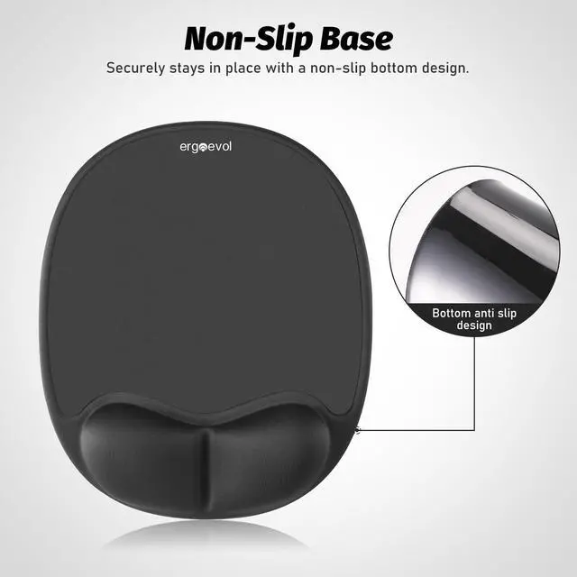 Alt view image 7 of 7 - Ergonomic Mouse Pad with Skin-Friendly Lycra Memory Foam Wrist Rest, Easy-to-Clean Smooth PP Surface, and Non-Slip PU Base Ideal for Vertical, Ergonomic, and Office Mice (Jet Black)