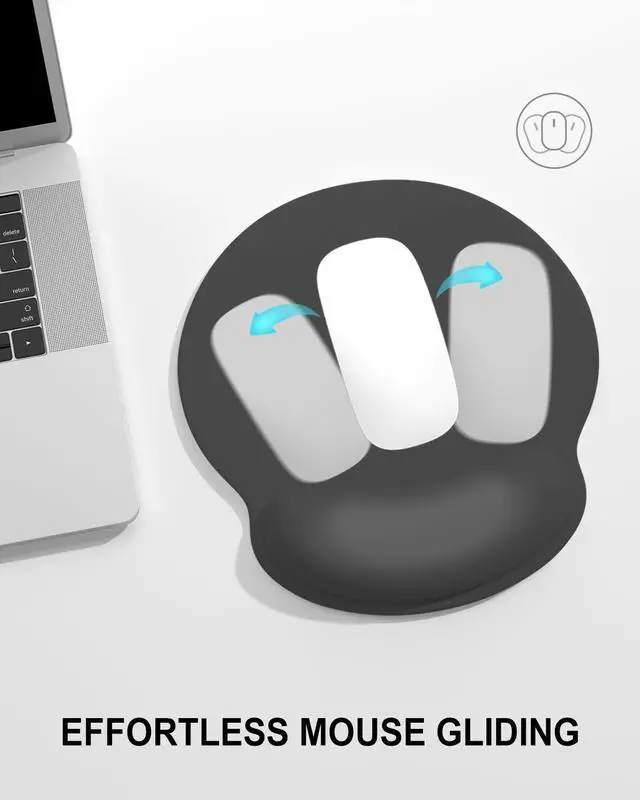 Alt view image 5 of 7 - Mouse Pad, Ergonomic Mouse Pad with Wrist Rest, Pain Relief Computer Gel Mouse Pad Wrist Support for Laptop, Mousepad with Non-Slip PU Base, Mouse Pads for Desk, Dark Gray