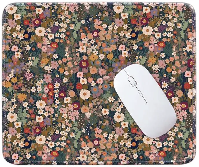 Main image of Mouse Pad for Desk with Stitched Edge, Premium Cute Washable Mouse Pads. Computer Mousepad with Non-Slip Rubber Base, Mousepads for Laptop, 9.25x7.75x0.12 inch (Flower Fantasy)