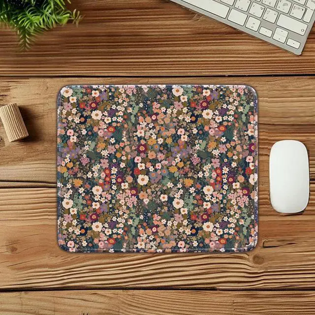 Alt view image 2 of 7 - Mouse Pad for Desk with Stitched Edge, Premium Cute Washable Mouse Pads. Computer Mousepad with Non-Slip Rubber Base, Mousepads for Laptop, 9.25x7.75x0.12 inch (Flower Fantasy)