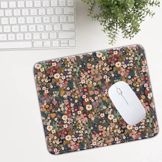 Alt view image 3 of 7 - Mouse Pad for Desk with Stitched Edge, Premium Cute Washable Mouse Pads. Computer Mousepad with Non-Slip Rubber Base, Mousepads for Laptop, 9.25x7.75x0.12 inch (Flower Fantasy)