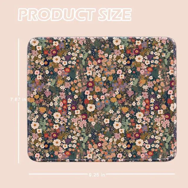 Alt view image 6 of 7 - Mouse Pad for Desk with Stitched Edge, Premium Cute Washable Mouse Pads. Computer Mousepad with Non-Slip Rubber Base, Mousepads for Laptop, 9.25x7.75x0.12 inch (Flower Fantasy)