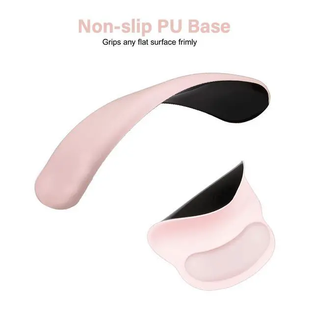 Alt view image 5 of 7 - Wrist Rest Support for Mouse Pad&Keyboard Set, Circle Curved Ergonomic Mousepad&Coaster Non-Slip Base Home/Office Pain Relief&Easy Typing Pad with Soft Cloth&Silicone Lining, Chalk Pink