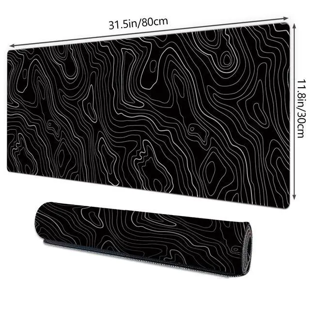 Alt view image 2 of 6 - Mouse Pad For Gaming,XXL XL Large Mouse Mat Long Extended MousePad Desk Mat Non-Slip Rubber Mice Pads Stitched Edges Thin (31.5 x 11.8 x 0.12 Inches) Topographic Map