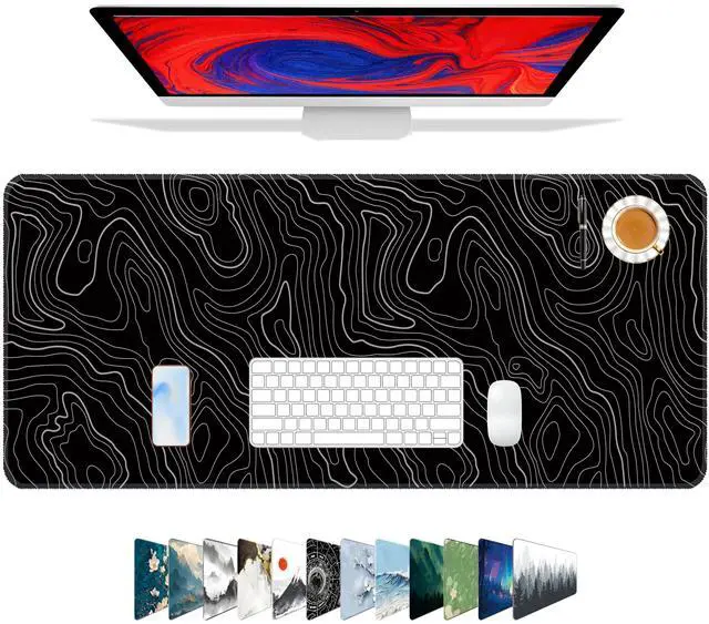 Main image of Mouse Pad For Gaming,XXL XL Large Mouse Mat Long Extended MousePad Desk Mat Non-Slip Rubber Mice Pads Stitched Edges Thin (31.5 x 11.8 x 0.12 Inches) Topographic Map