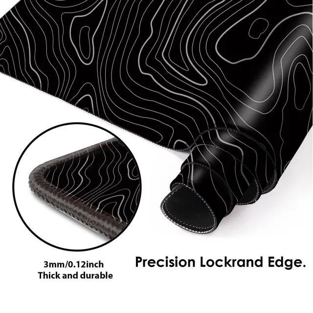 Alt view image 3 of 6 - Mouse Pad For Gaming,XXL XL Large Mouse Mat Long Extended MousePad Desk Mat Non-Slip Rubber Mice Pads Stitched Edges Thin (31.5 x 11.8 x 0.12 Inches) Topographic Map