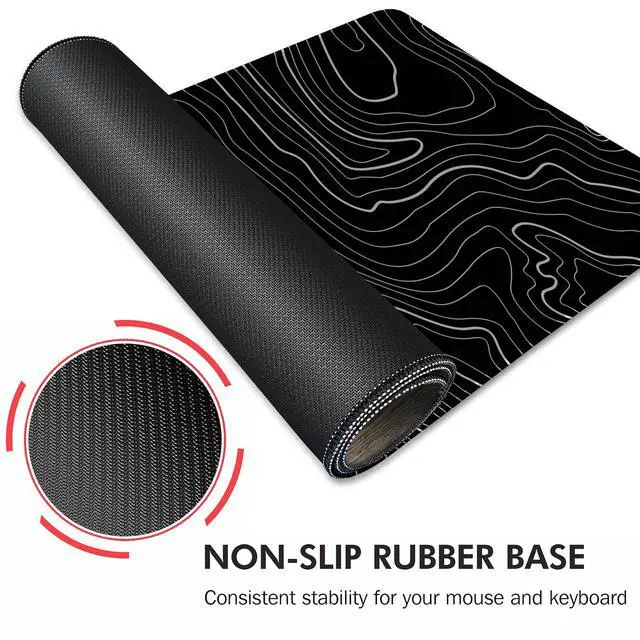 Alt view image 4 of 6 - Mouse Pad For Gaming,XXL XL Large Mouse Mat Long Extended MousePad Desk Mat Non-Slip Rubber Mice Pads Stitched Edges Thin (31.5 x 11.8 x 0.12 Inches) Topographic Map