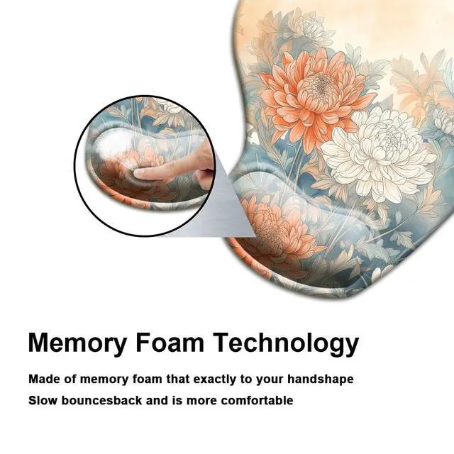 Alt view image 4 of 7 - Gel Wrist Rest Mouse Pad-Ergonomic Office Mousepad with Wrist Support-Non-Slip,Design Desk Accessories Mat for Home&Game Decor Art Floral