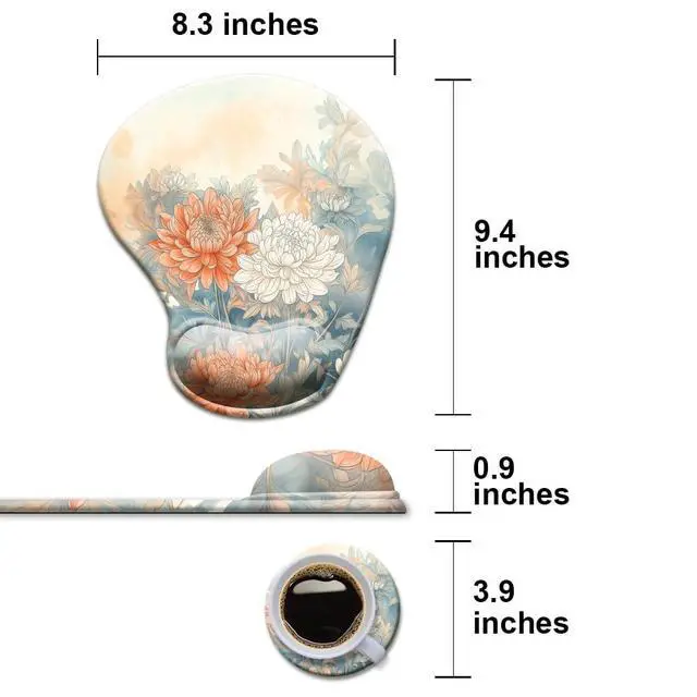 Alt view image 6 of 7 - Gel Wrist Rest Mouse Pad-Ergonomic Office Mousepad with Wrist Support-Non-Slip,Design Desk Accessories Mat for Home&Game Decor Art Floral