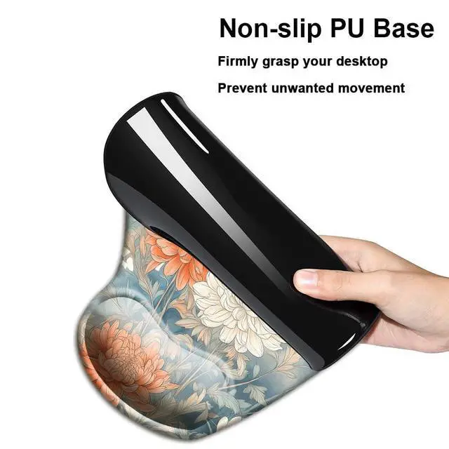 Alt view image 5 of 7 - Gel Wrist Rest Mouse Pad-Ergonomic Office Mousepad with Wrist Support-Non-Slip,Design Desk Accessories Mat for Home&Game Decor Art Floral