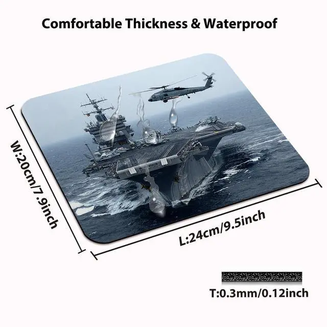 Alt view image 2 of 6 - Carrier US Navy Mouse Pad, Helicopter Military Warship Desk Mat