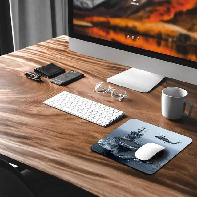 Alt view image 6 of 6 - Carrier US Navy Mouse Pad, Helicopter Military Warship Desk Mat