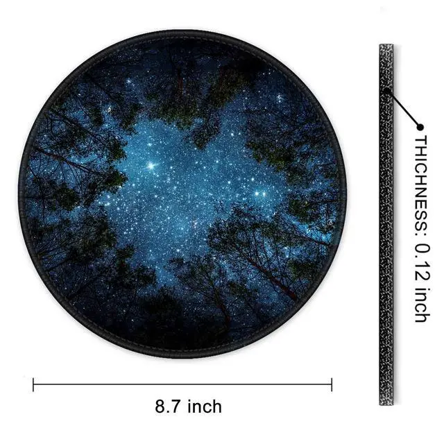 Alt view image 2 of 4 - Mouse Pad, Round Landscape Theme Anti-Slip Rubber Mousepad with Durable Stitched Edges for Gaming Office Laptop Computer Men Women Kids, Cute Custom Design, 8.7 x 8.7 in, Silent Night Sky