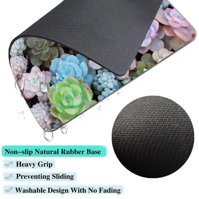 Alt view image 3 of 7 - Computer Mouse Pads for Desk, Cute Succulents Plant Mouse Pad Small Square Computer Mousepad, 9.5" x 7.9" Portable Non-Slip Rubber Base Design for PC & Wireless Laptop Home Office