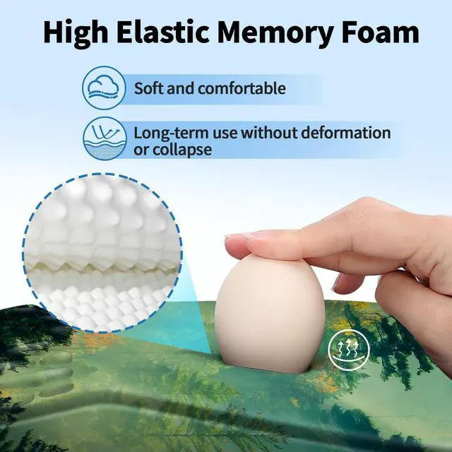 Alt view image 2 of 7 - Ergonomic Mouse Pad with Wrist Rest - Comfortable Office Mousepad with Memory Foam Wrist Support for Carpal Tunnel Relief, Mouse Pads with Non-Slip Base for Gaming and Home (Forest)
