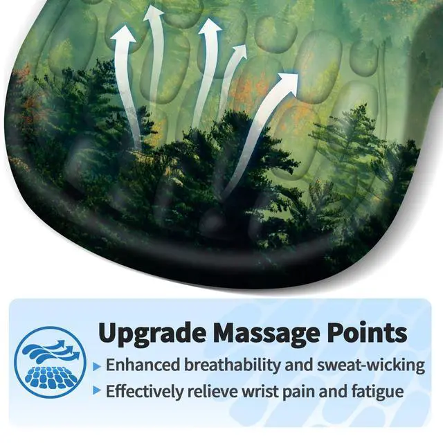 Alt view image 3 of 7 - Ergonomic Mouse Pad with Wrist Rest - Comfortable Office Mousepad with Memory Foam Wrist Support for Carpal Tunnel Relief, Mouse Pads with Non-Slip Base for Gaming and Home (Forest)
