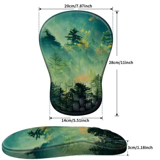 Alt view image 7 of 7 - Ergonomic Mouse Pad with Wrist Rest - Comfortable Office Mousepad with Memory Foam Wrist Support for Carpal Tunnel Relief, Mouse Pads with Non-Slip Base for Gaming and Home (Forest)