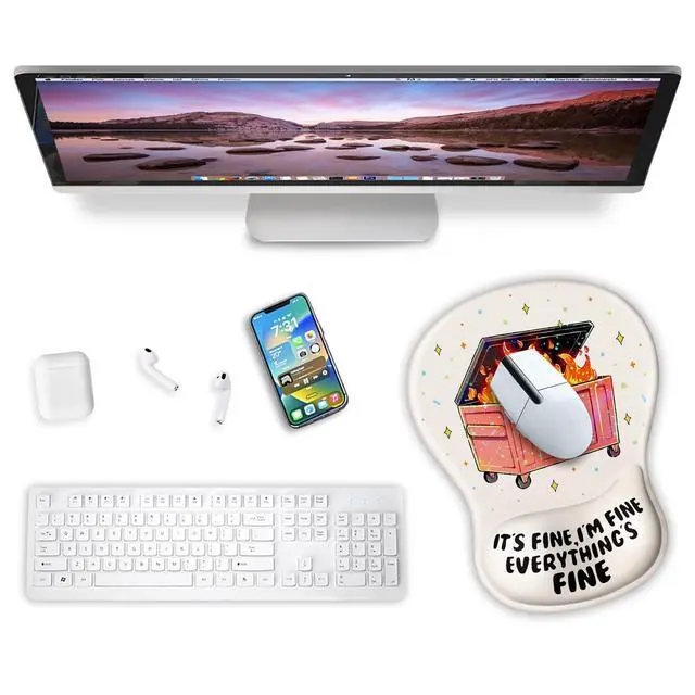 Alt view image 2 of 7 - Cat Mouse Pad with Wrist Rest Funny Cute Ergonomic Mousepad Middle Concave