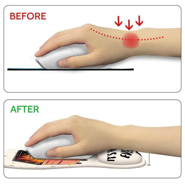 Alt view image 4 of 7 - Cat Mouse Pad with Wrist Rest Funny Cute Ergonomic Mousepad Middle Concave