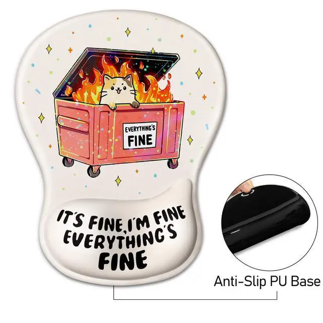 Alt view image 6 of 7 - Cat Mouse Pad with Wrist Rest Funny Cute Ergonomic Mousepad Middle Concave