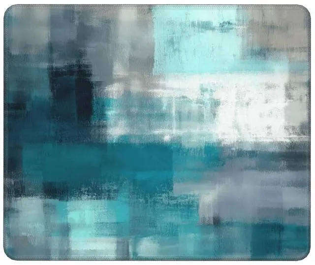 Main image of Teal Abstract Rectangle Mouse Pad Premium Textured Mouse Mat Washable Square Mousepads with Extended Stitched Edges Non Slip Rubber Base Small Mousepad 12 X 10 X 0.12 Inches