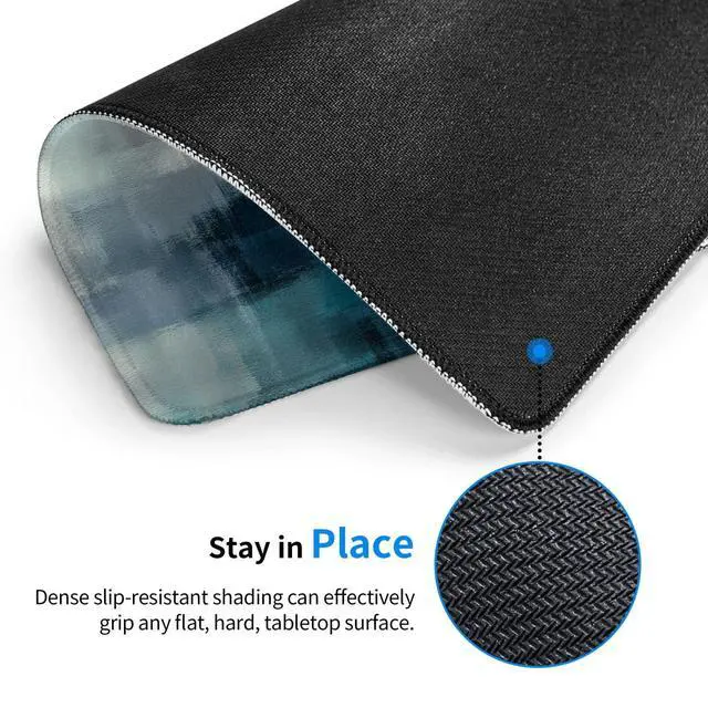 Alt view image 2 of 7 - Teal Abstract Rectangle Mouse Pad Premium Textured Mouse Mat Washable Square Mousepads with Extended Stitched Edges Non Slip Rubber Base Small Mousepad 12 X 10 X 0.12 Inches