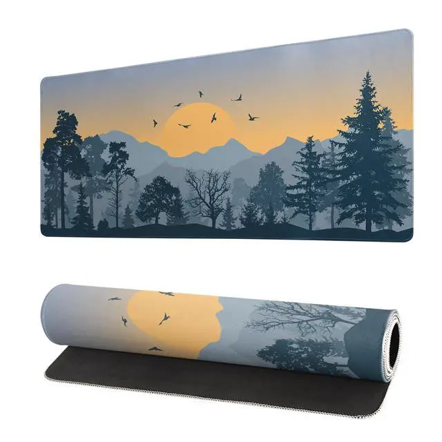 Main image of Mountain Gaming Mouse Pad 27.6x11.8 Inch Forest Large Mousepad Extended Grey Mousepad Gaming Non-Slip Rubber Base Stitched Edges Keyboard Mouse Mat Desk Pad for Office Home and Game
