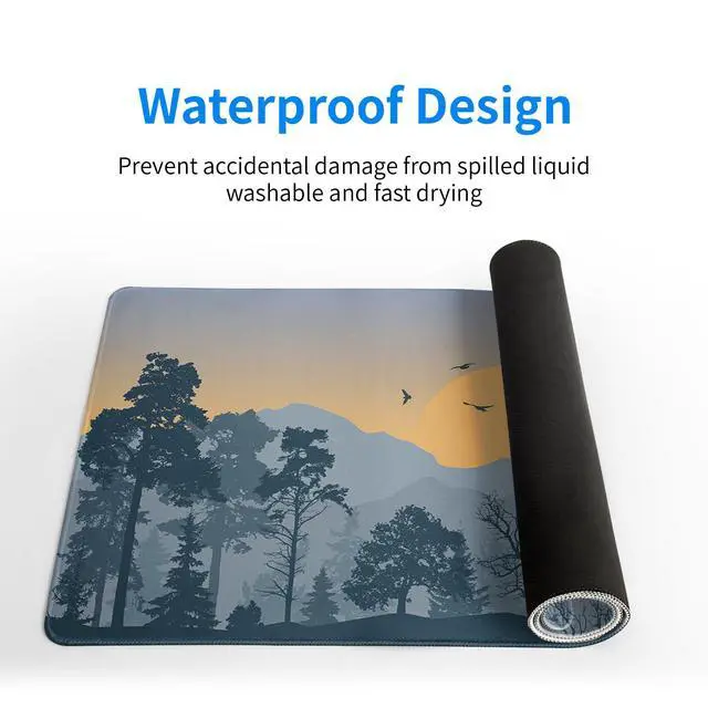 Alt view image 4 of 7 - Mountain Gaming Mouse Pad 27.6x11.8 Inch Forest Large Mousepad Extended Grey Mousepad Gaming Non-Slip Rubber Base Stitched Edges Keyboard Mouse Mat Desk Pad for Office Home and Game