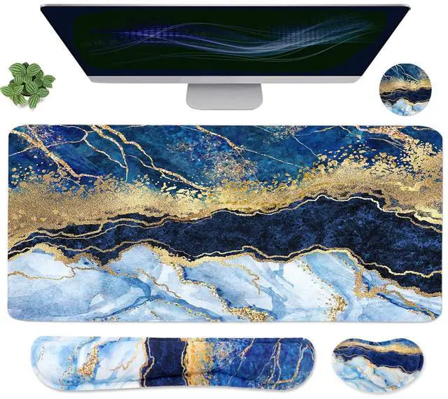 Main image of Ergonomic Large Mouse Pad and Keyboard Wrist Rest, Desk Pad for Keyboard and Mouse, 4-in-1 Large Gaming Mouse Pad with Wrist Support - Light Blue