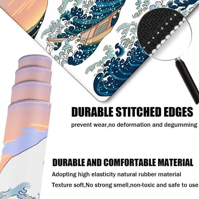 Alt view image 2 of 7 - Large Mouse Pad, DeskMat Office Desk Pad, Extended Large MouseMat for PC, Stitched Edges Gamer Mousepad 31.5 X 15.7 Inch Long Mice Pad, Sunset Sea