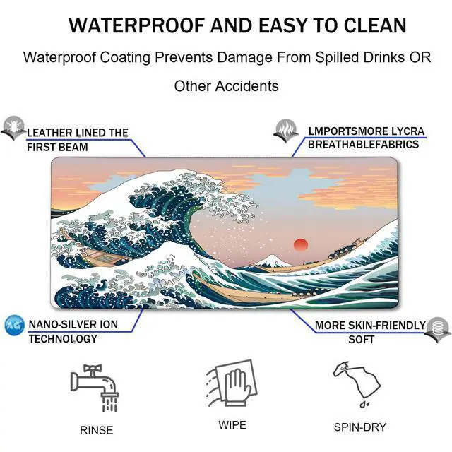 Alt view image 4 of 7 - Large Mouse Pad, DeskMat Office Desk Pad, Extended Large MouseMat for PC, Stitched Edges Gamer Mousepad 31.5 X 15.7 Inch Long Mice Pad, Sunset Sea