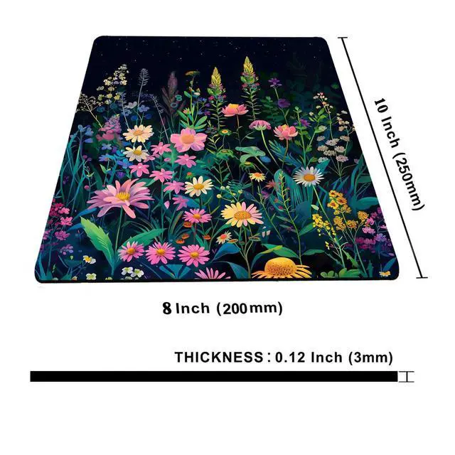 Alt view image 2 of 6 - Black Beauty Folral Flowers Plants Mouse Pad,Brightly Colored Unique Design Computer Mousepad with Non-Slip Rubber Base for Women,Washable Mousepads Computer Mouse Pads for Desk Laptop