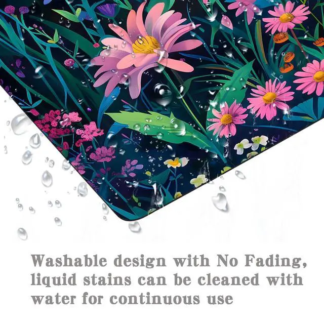 Alt view image 5 of 6 - Black Beauty Folral Flowers Plants Mouse Pad,Brightly Colored Unique Design Computer Mousepad with Non-Slip Rubber Base for Women,Washable Mousepads Computer Mouse Pads for Desk Laptop