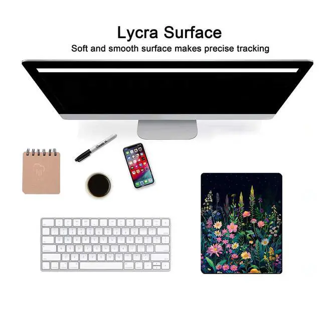 Alt view image 6 of 6 - Black Beauty Folral Flowers Plants Mouse Pad,Brightly Colored Unique Design Computer Mousepad with Non-Slip Rubber Base for Women,Washable Mousepads Computer Mouse Pads for Desk Laptop