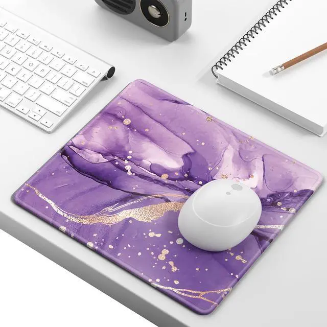 Alt view image 2 of 6 - Mouse Pad, Minimalism Marble Style Computer Pad, Anti-Slip Rubber Mouse Mat with Stitched Edges for Gaming, Office, Laptop, PC, Women, 9" x 8" Thick 3 mm, Purple Marble