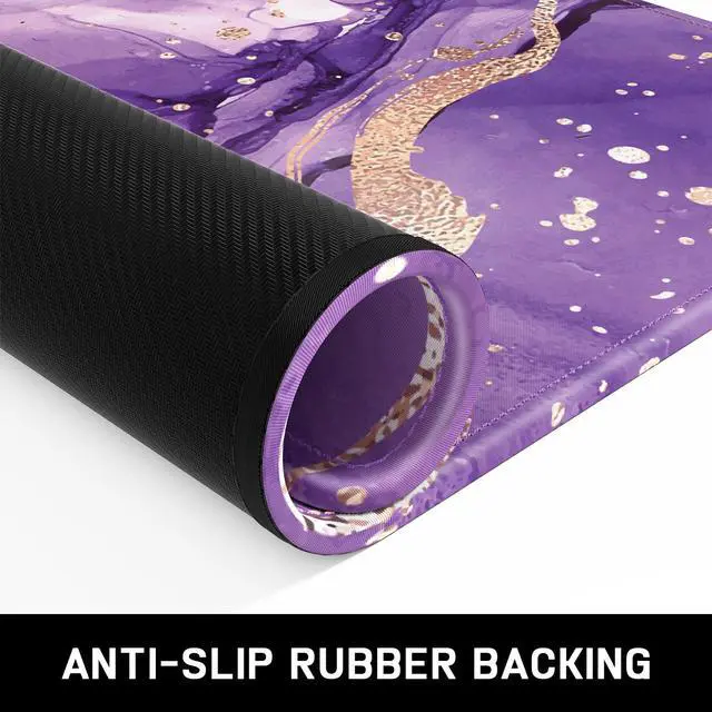 Alt view image 3 of 6 - Mouse Pad, Minimalism Marble Style Computer Pad, Anti-Slip Rubber Mouse Mat with Stitched Edges for Gaming, Office, Laptop, PC, Women, 9" x 8" Thick 3 mm, Purple Marble