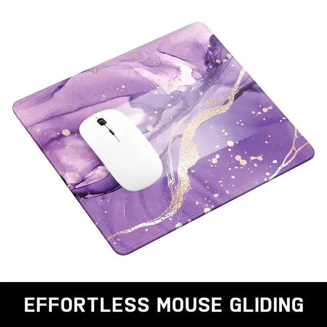 Alt view image 6 of 6 - Mouse Pad, Minimalism Marble Style Computer Pad, Anti-Slip Rubber Mouse Mat with Stitched Edges for Gaming, Office, Laptop, PC, Women, 9" x 8" Thick 3 mm, Purple Marble