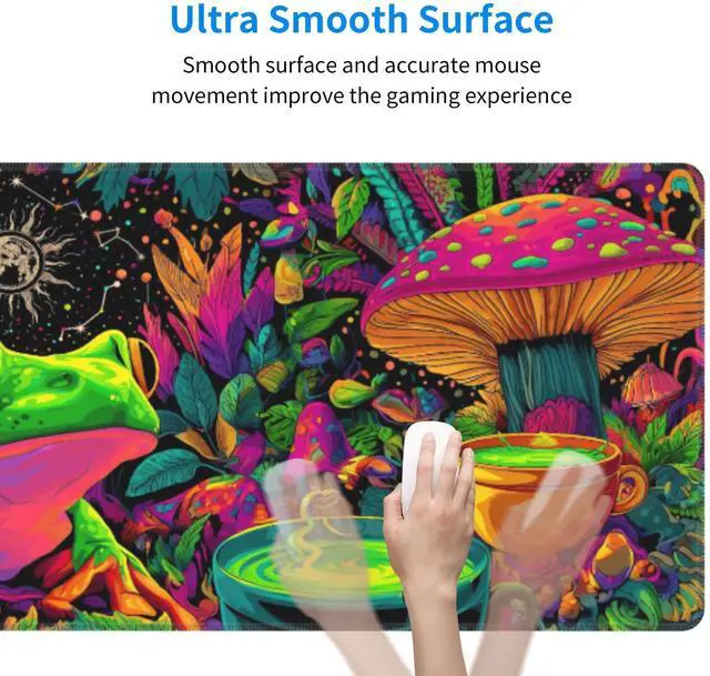 Alt view image 3 of 6 - Frog Mushroom Mouse Pad Extended Large Gaming Mouse Pad XL Stitched Edges for Gamer Home Office 31.5 X 11.8 Inch