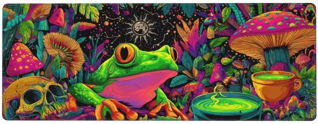 Alt view image 6 of 6 - Frog Mushroom Mouse Pad Extended Large Gaming Mouse Pad XL Stitched Edges for Gamer Home Office 31.5 X 11.8 Inch