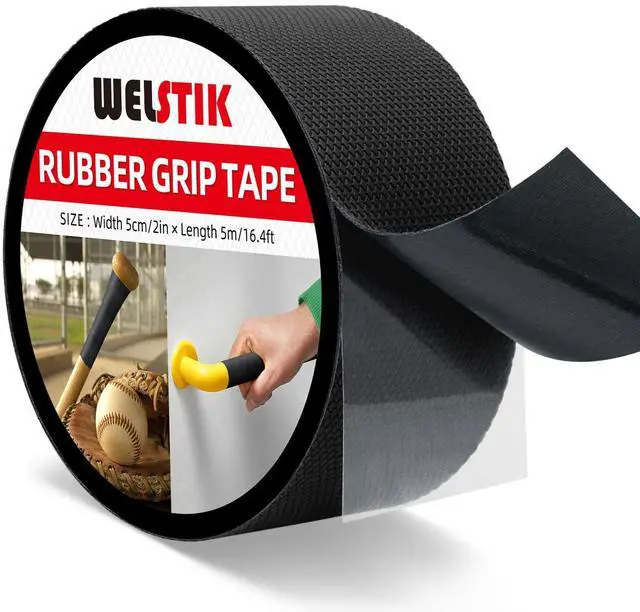 Main image of Rubber Grip Tape, Ultra Strong Sweat Absorbent Anti Slip Tape with Textured Adhesive for DIY Tools & Gadgets (Black, 2In x 16.4Ft)