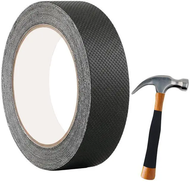 Main image of Rubber Grip Tape Non-Slip Adhesive Grip Tape for Tools, Mouse, Game Controller, Bathroom Handles, Waterproof Anti Slip Tape, Self-Adhesive Safety Surfacing (1 Inch x 16.4Ft, Black)
