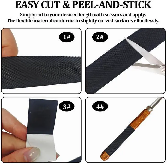 Alt view image 5 of 6 - Rubber Grip Tape Non-Slip Adhesive Grip Tape for Tools, Mouse, Game Controller, Bathroom Handles, Waterproof Anti Slip Tape, Self-Adhesive Safety Surfacing (1 Inch x 16.4Ft, Black)